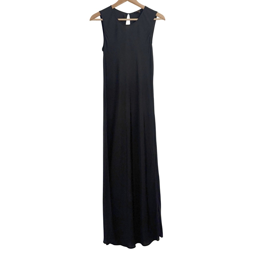 Quince Washable Stretch Silk Tank Midi Dress M Minimalist Bias Cut LBD Black - Picture 2 of 13